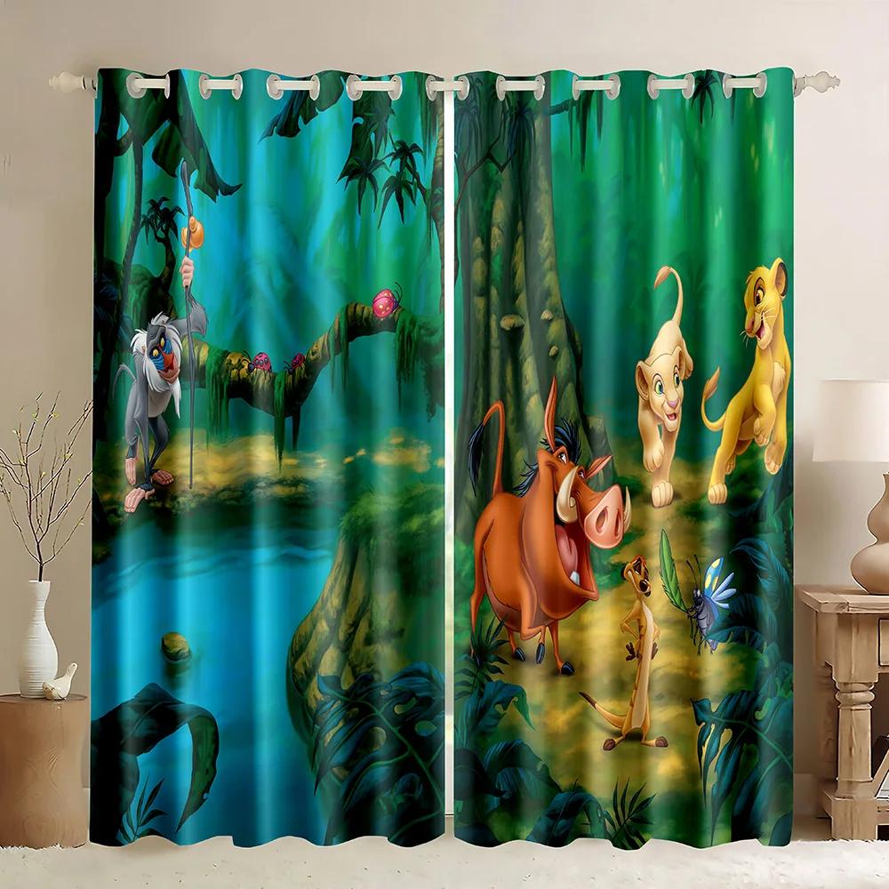 Safari Animals Cartoon Jungle Forest Window Curtains Blinds For Living Room Kids Bedroom Bathroom Kicthen Door Home Decor 2Pcs