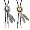 Country Style Bolo Tie Feathe Cowboy Jazz Hat Necktie Necklace Costume Accessory