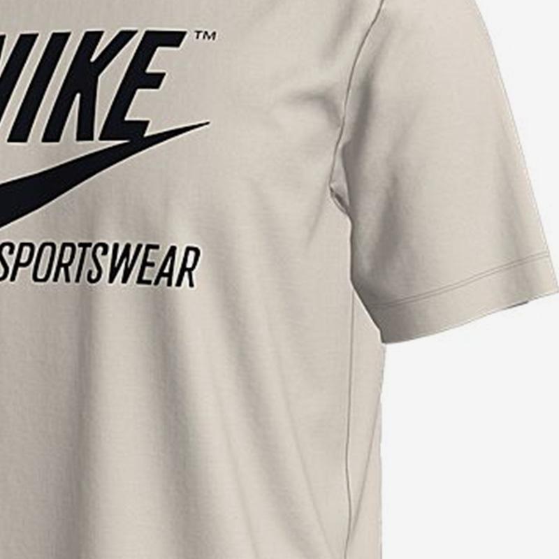 Nike Solid Color Crew Neck Logo Print Vintage T-Shirt Men Tops Grey White BV0627-072