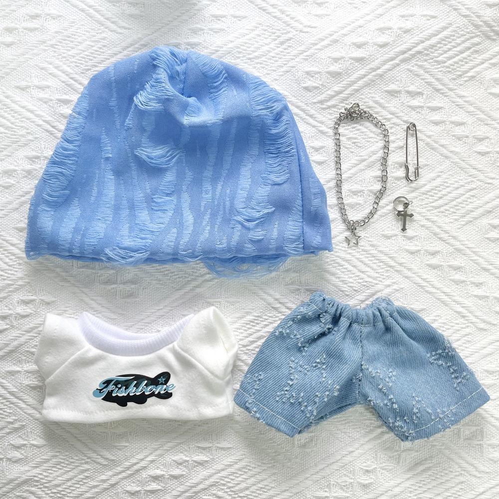 1 Set Hat Cotton Doll's Clothes T-shirt Plush Doll Clothes 20cm Cotton Doll Clothes  Children's Gift
