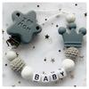 NEUER Individuell Personalisierter Name Schnullerkette Handgefertigte Buchenholz-Kette Silikon-Kronenhalter Schnuller Baby Zahnungsspielzeug Kauspielzeug Geschenk