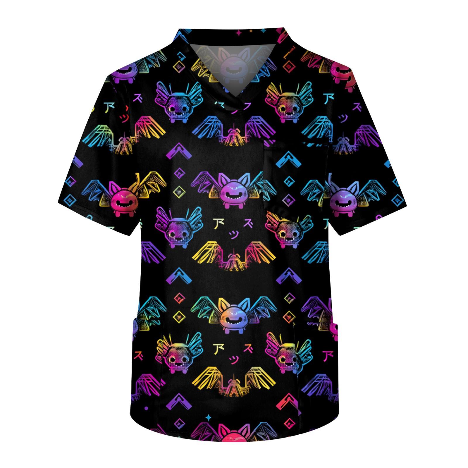 

Мужской топ с короткими рукавами и v-образным вырезом на Хэллоуин с принтом на груди и карманом для ухода за кожей XXL чёрный