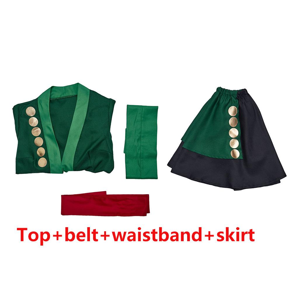 

Roronoa Anime Cosplay Costume pour hommes et femmes, tenues d Halloween, une pièce Kimono, robe Everak, ceinture, tenue complète XS（old）