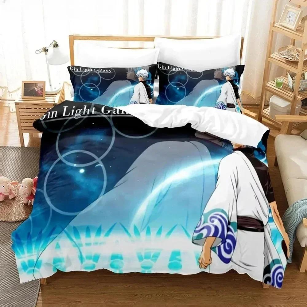NEW 3D Anime Gintama Bedding Set Quilt Cover Pillowcases Single Double Full Queen King Kids Teens 3D Sakata Gintoki Duvet Cover