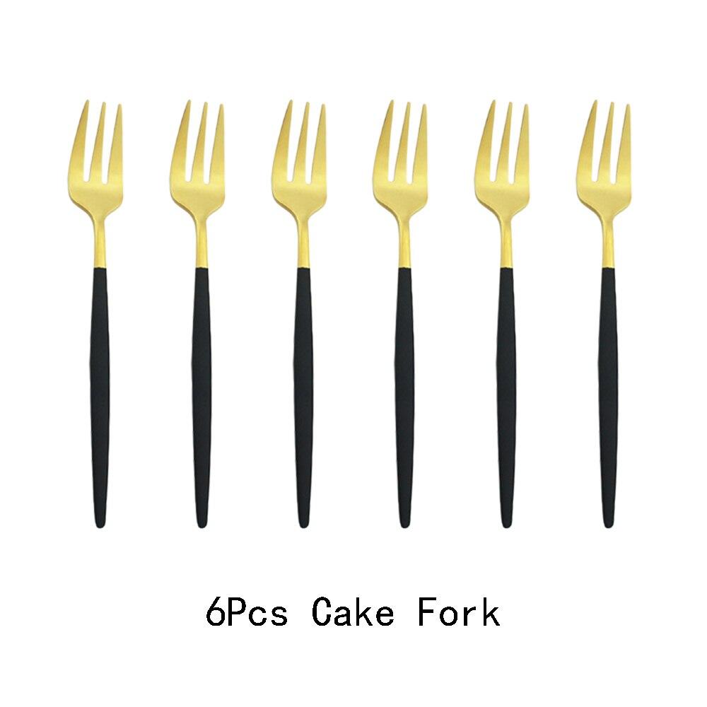 6Pcs/Set Gold Fork Set Tea Cake Snack Fork Dinnerware Cutlery Mirror Polished Stainless Steel Tableware Dessert Fruit Fork Silverware Set