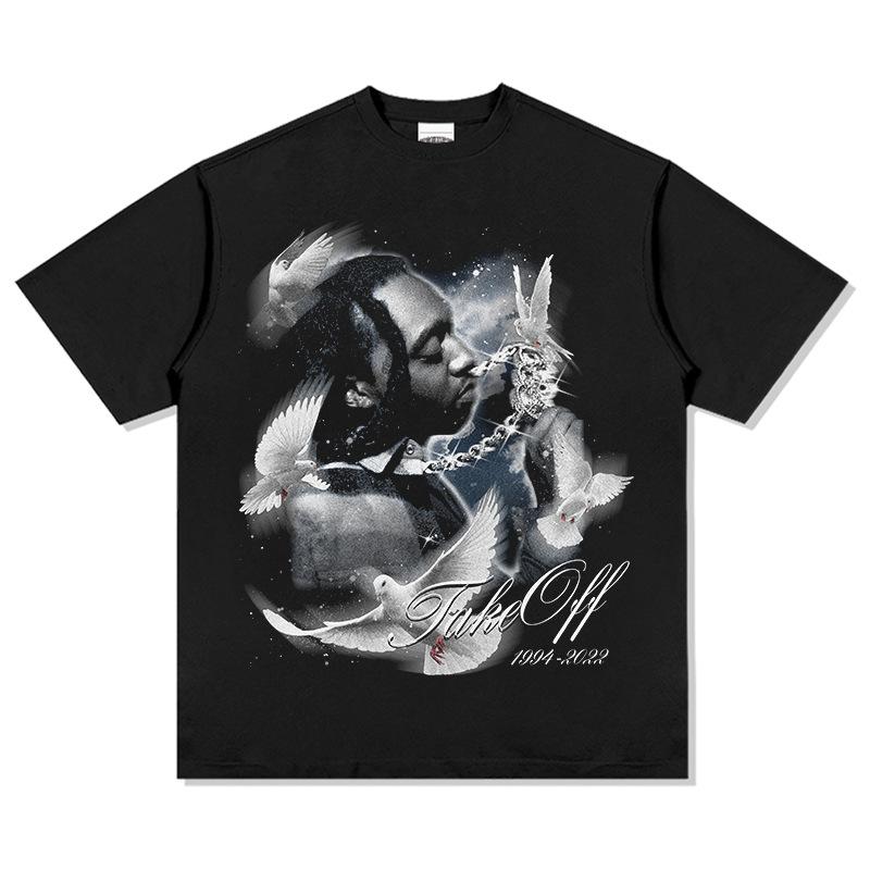 

TakeOff 19942022 Dove Graphic TShirt Unisexs Womens Vintage Rap Merch Oversized Streetwear Cotton Casual Loose Hip Hop Tee M