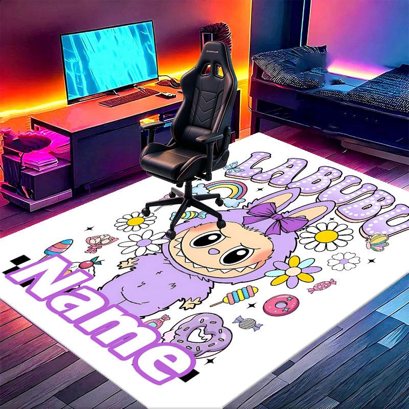 Custom Name Personalized Labubu Print Carpet, Versatile Home Decor Rug, for Playroom, Apartment, Balcony, Entryway, Hallway Gift