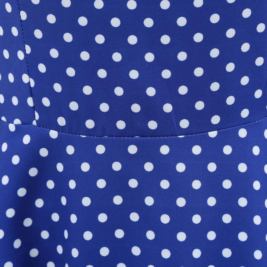 GMXIA Abito Vintage da Donna Stile Collo Quadrato Manica Corta Stampa a Pois Vita Svasata