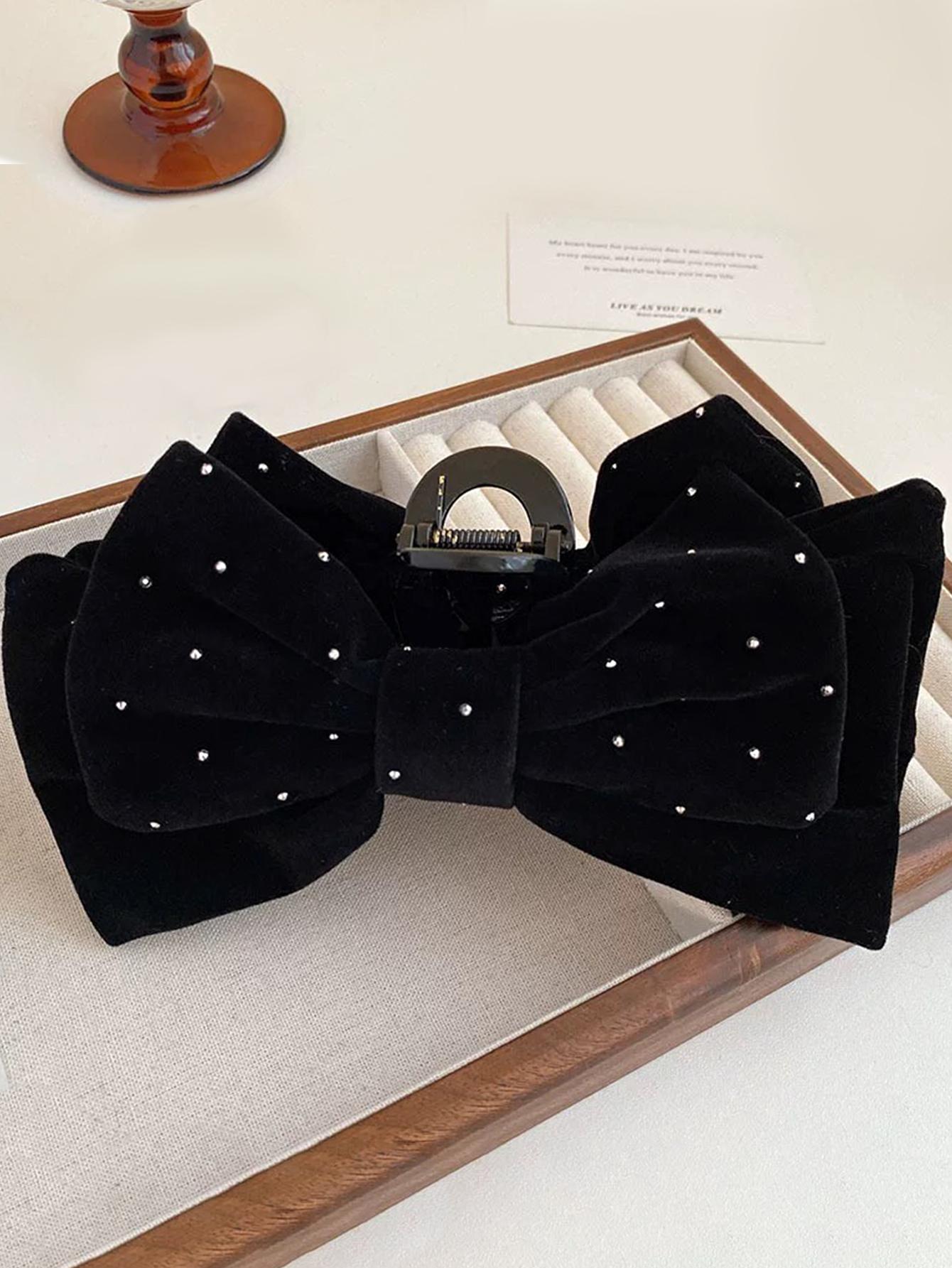 

Черные бархатные банты Большая заколка-краб для волос, Праздничные подарки Украшение для головы для женщин Подростковая вещь Аксессуары для укладки волос