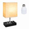 Fabric Lampshade LED Desk Light Warm White LED Bulb Table Lamp Eye-Caring Desk Light Bedroom