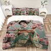 3pcs Anime Kimono Design Comforter Set with One Quilt Cover and Two Pillowcases (No Core) - Festive Gift for Bedroom Decor, Polyester Fabric, Anime Ca