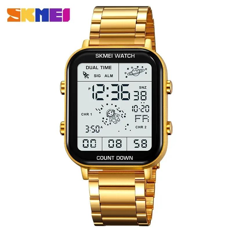 SKMEI 2301 Digital Watches for Men Luxury Waterproof Sports Stainless Steel Shockproof Mens Wristwatches Clock 1888 Reloj Hombre