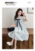 Girls' Korean Version College Style Summer Dress, New Summer Children's Stylish Navy Collar Bow Dress