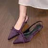 Summer bag head kitten heel high heels stiletto bridesmaid shoes sandals temperament women's fashion bow empty single shoes women