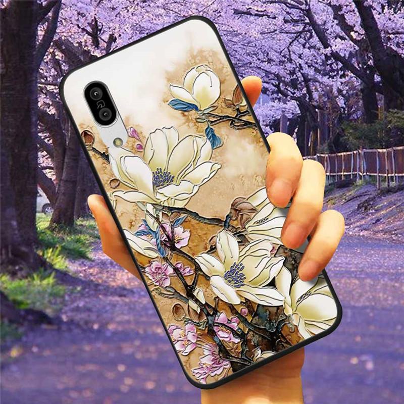 For Sharp Aquos Sense3 Case 3D Flower Relief Silicone Soft Emboss Cover For Sharp Aquos Sense 3 Lite Sense6 6 Luxury Cartoon