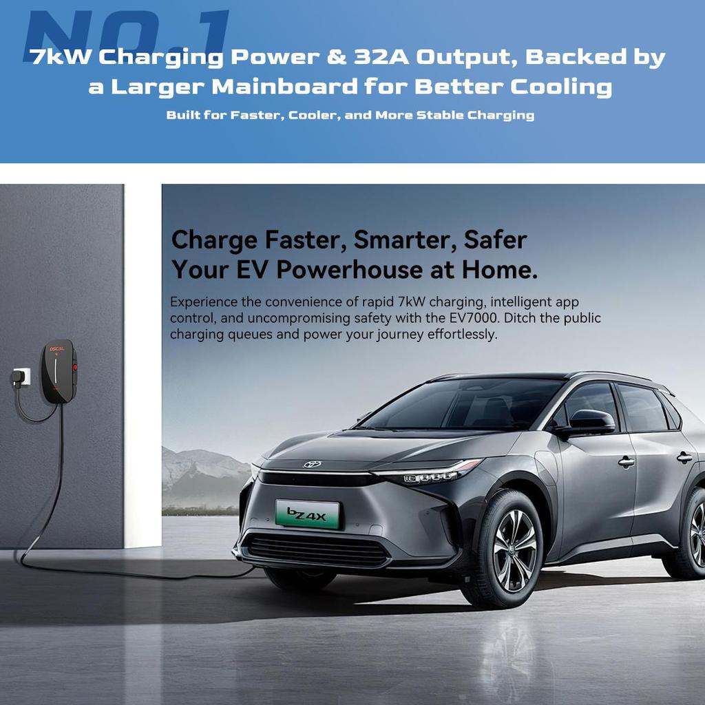 OSCAL IP65 EV charger EV7000 DC fast charger Electric Car Charger 7kW 32A/16A 220v-240v Charging Station