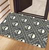 Gothic Mystical Skull Doormat Vintage Floral Flame Print Non Slip Absorbent Entryway Floor Mat for Front Door Home Decor