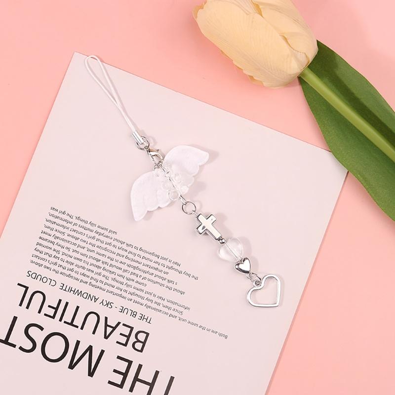Fashionable Phones Chain Accessory Elegant Winged Beaded Phone Chain Charm Beaded Phone Pendant for Women and Girls