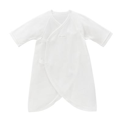 Miki House Combi Baby Undershirt, Solid Color, Logo, 100% Cotton, Made In Japan, for Boys and Girls, Newborn, Size 40-2328-496, 60-70cm, White