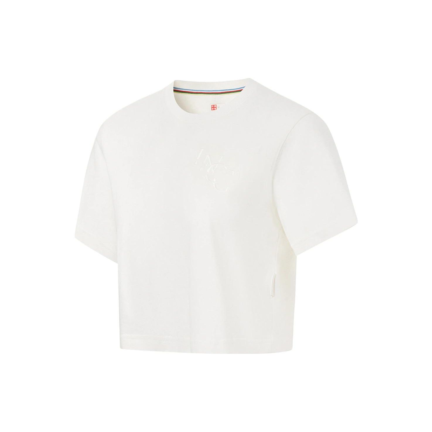 

Li Ning Однотонная футболка с вышивкой букв, свободного кроя, укороченный топ, женские топы, молочно-белый AHST162-1 XL