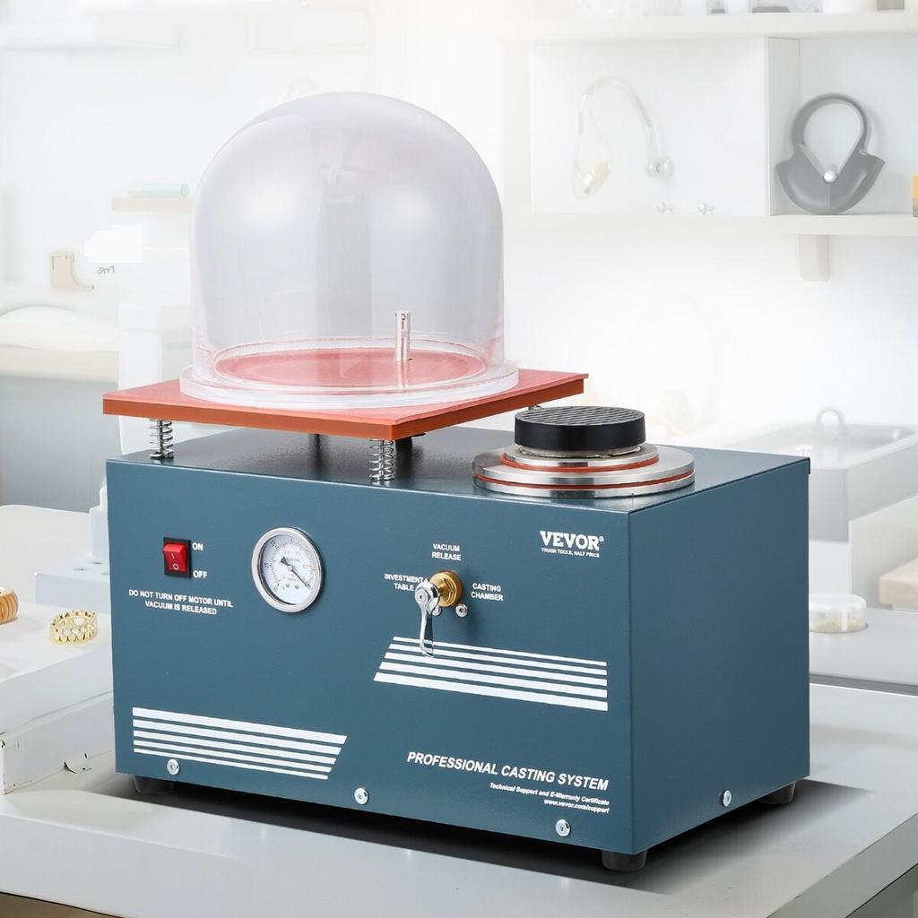 Vacuum Investing Casting Machine 290W Power 3CFM Pump Bell Jar for Jewelry