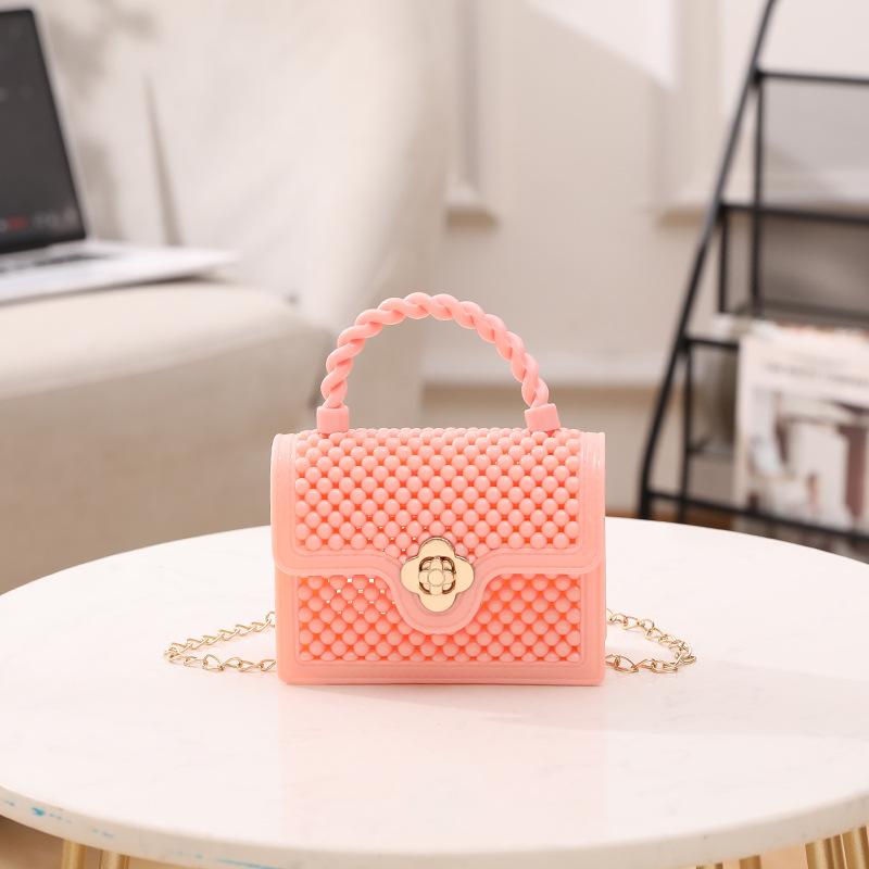 Children's Small Square Bag 2024 New Jelly Bag Pvc Hollow Mini Chain Messenger Bag Handbag