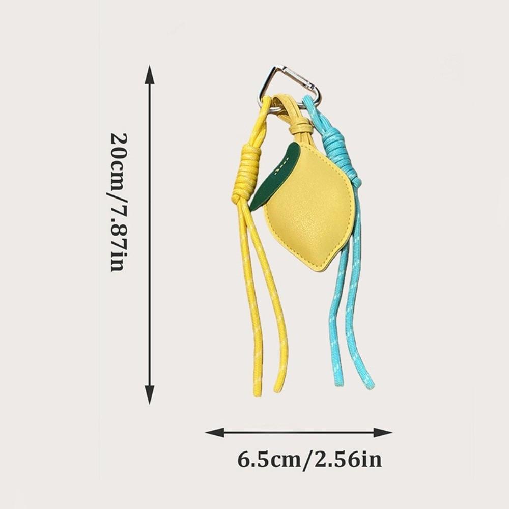 Lovely Star Lemon Keychain Nylon Wove Rope PU Leather Hanger Car Keyring Cartoon Bag Pendant Men