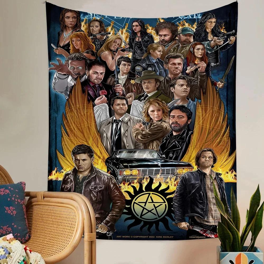 1PC TV Play Series Supernatural Movie Tapestry Printed Large Wall Tapestry Art Science Fiction Room Home Decor Decor Blanket