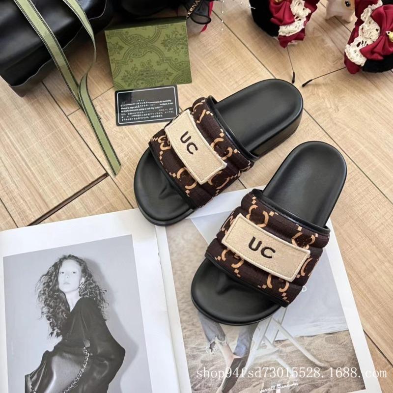 20 New Slippers Women's Summer Wear Thick Bottom Printing Embroidered Letters Large Size Casual Cool Slippers