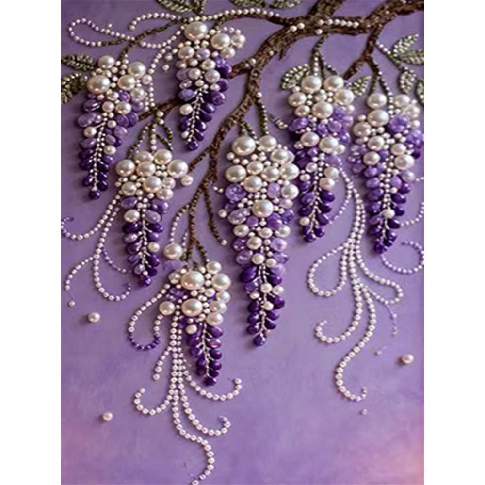 

DIY Картина из жемчуга «Виноград» для декора стены дома Жемчужные картины Картины-мозаики Арт-поделки для взрослых/новичков Идея для подарка Декор для дома без рамки 30x40cm