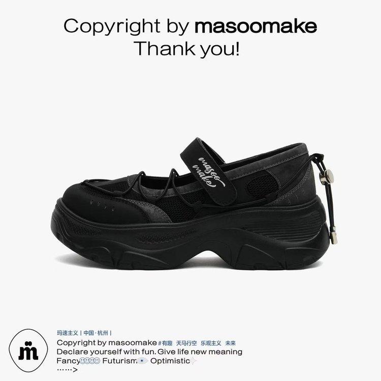 Masoism Été 2025 Nouvelles Chaussures Mary Jane à Plateforme pour Femmes Petite Augmentation de Hauteur Polyvalentes Sandales Sportives Décontractées
