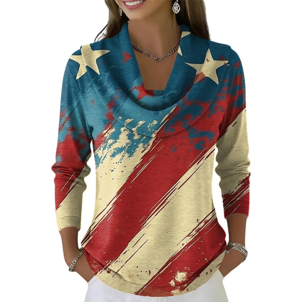 Women's Casual And Fashionable Round Neck Long Sleeved Printed Top Sweater