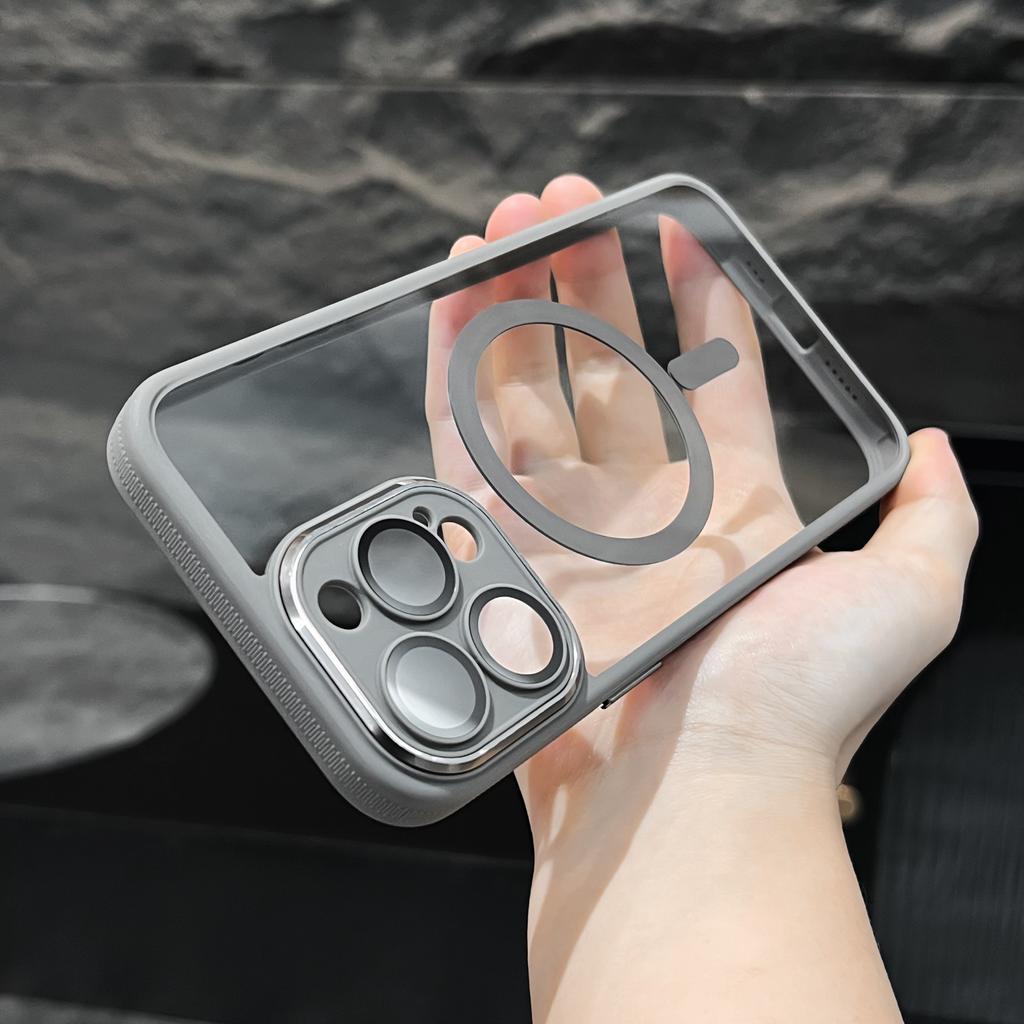 IPhone 16 Crystal Magnetic Case Applicable To Apple 15 Promax Hardware Lens Ring 14 Anti-fall Cover