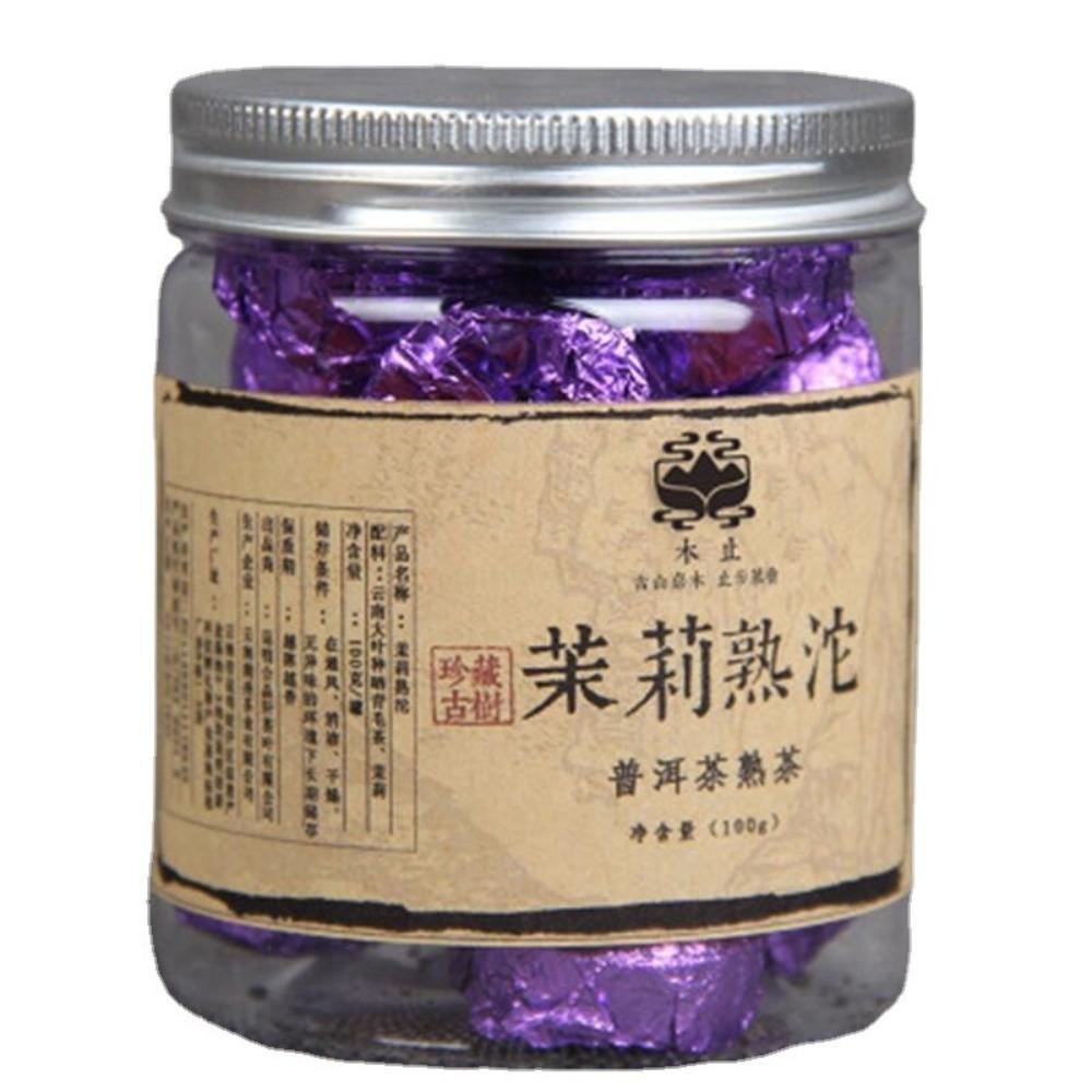 Puerh Jasmine Tuocha Green Tea 100g Natural Energy Herbal Tea Can 01