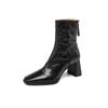 Black Zipper Hand Grab Women's Autumn and Winter Coarse Heel High Heel Boots