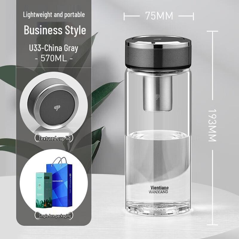 Wànxiàng Portable Single-Layer Borosilicate Glass Bottle with Tea Infuser