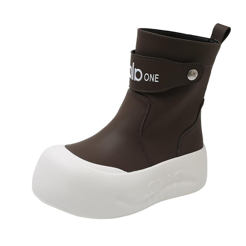 

Ботинки Мартин женские осенние новые на толстой подошве с большим носком эластичные тонкие ботинки челси короткие ботинки 40 темно-коричневого