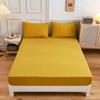 Solid Color Soft Polyester Fitted Sheet Elastic Mattress Cover Single Double Bed Set  120/150/160/180/200/220cm/Bed Fitted Sheet