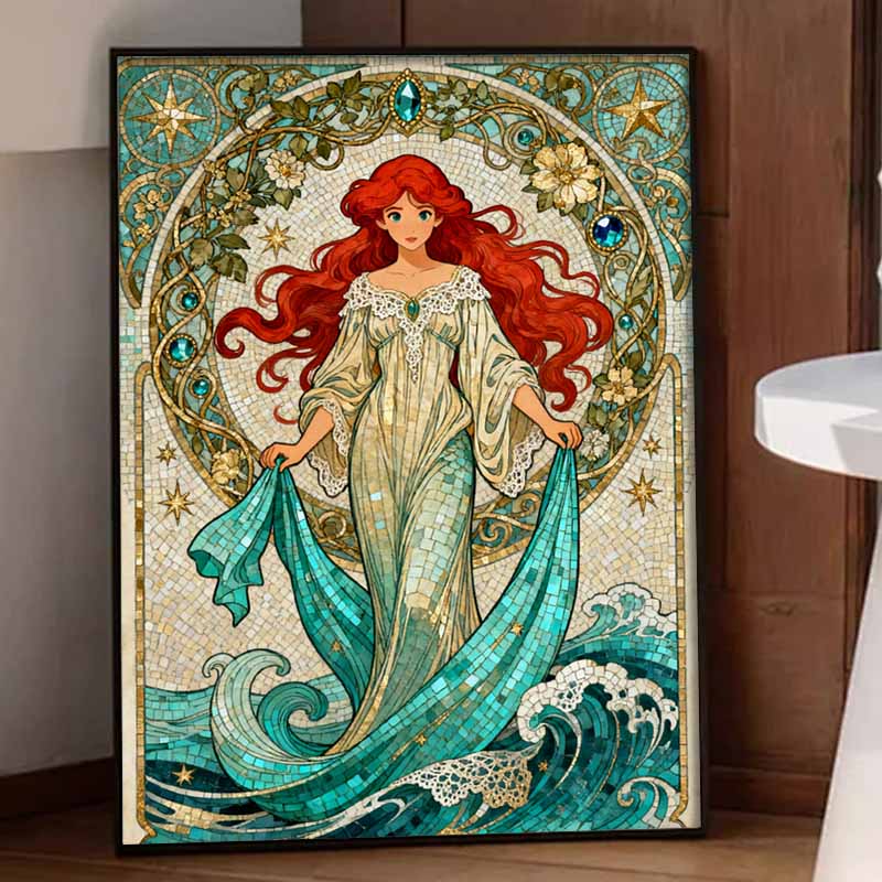 Disney 5d Diamond Painting, Mermaid Art Painting Diy Handmade Sticker Gift, Home Decoration Painting