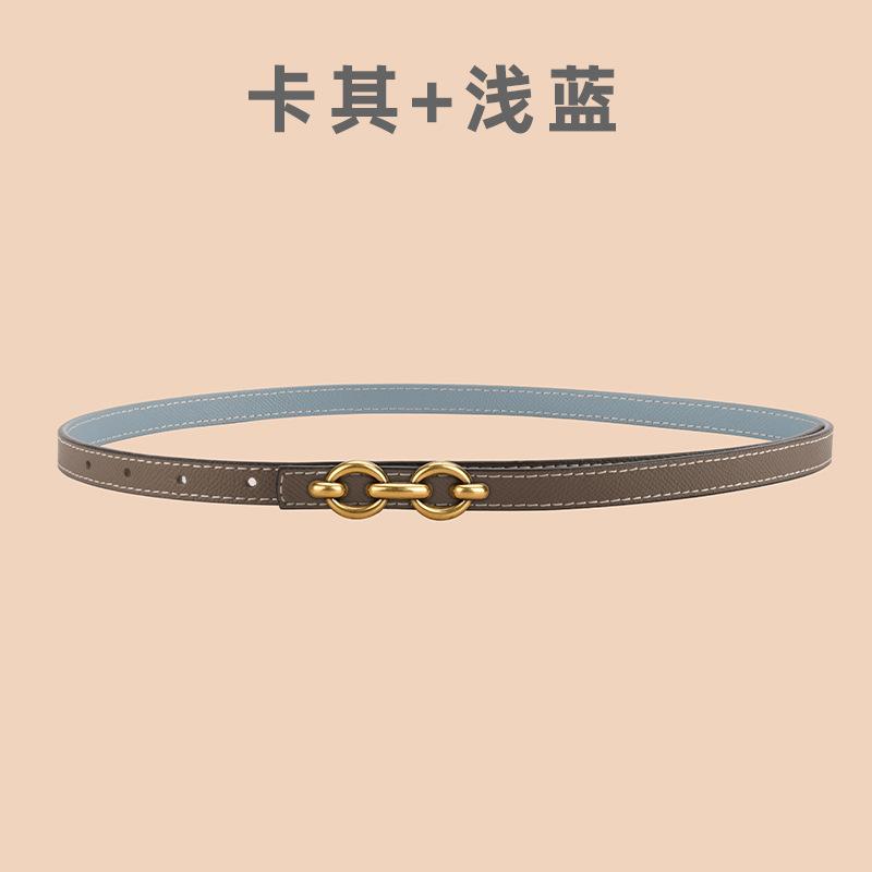 

Четыре сезона в наличии женский новый двухцветный утягивающий тонкий пояс для утягивающего платья и повседневных брюк гладкая пряжка простой модный пояс 105cm