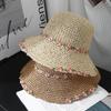 Straw hat Straw hat Women's versatile foldable sun hat Seaside vacation idyllic hand-woven bucket hat Basin hat