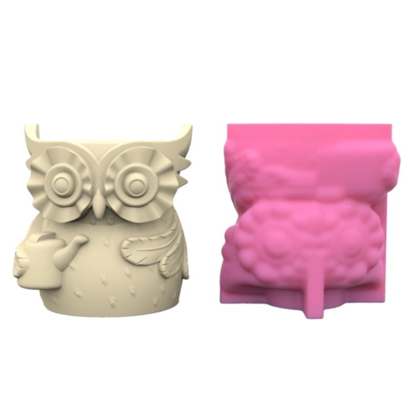 Owl Mom Dad Gypsum Flower Pot Silicone Mold Epoxy Resin Casting Mold Succulent Vase Cement Clay Mold Pen Holder Mold