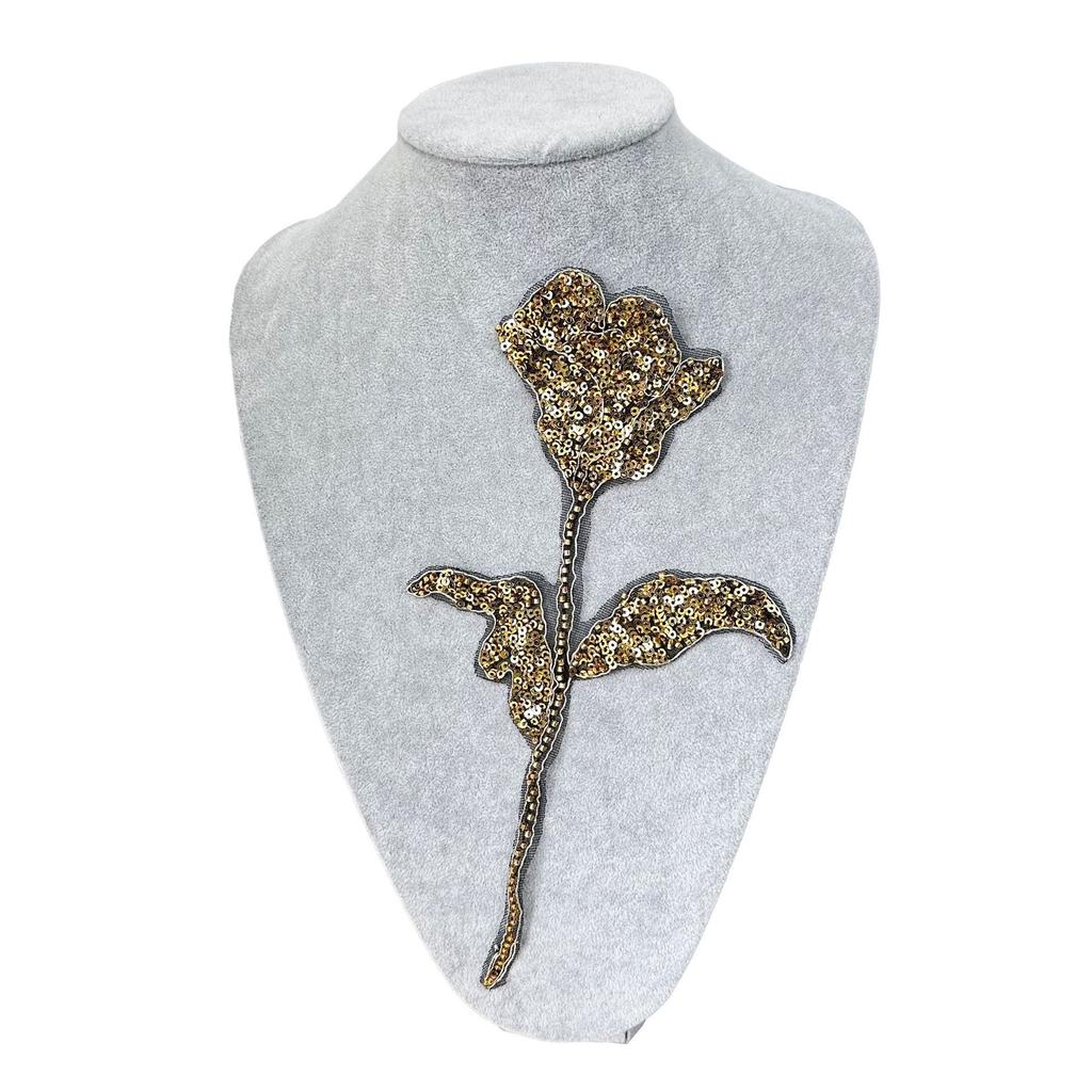 Schwerindustrie Strang Handgefertigt Perlen Pailletten Rosen Spitze Cheongsam Tanzkleid Kleidung Dekorative Stoffaufkleber