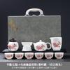 Dehua Suet Jade White Porcelain Kung Fu Tea Set Gift Box High-end Travel Tea Set Cover Bowl Teacup Print