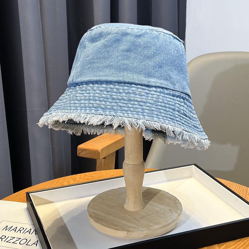 Women's Face-Slimming Denim Sun Hat: Trendy Japanese Fisherman Bucket Style with Sun Protection