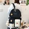 New Five-Piece Backpack Korean Style Contrast Color Canvas Bag