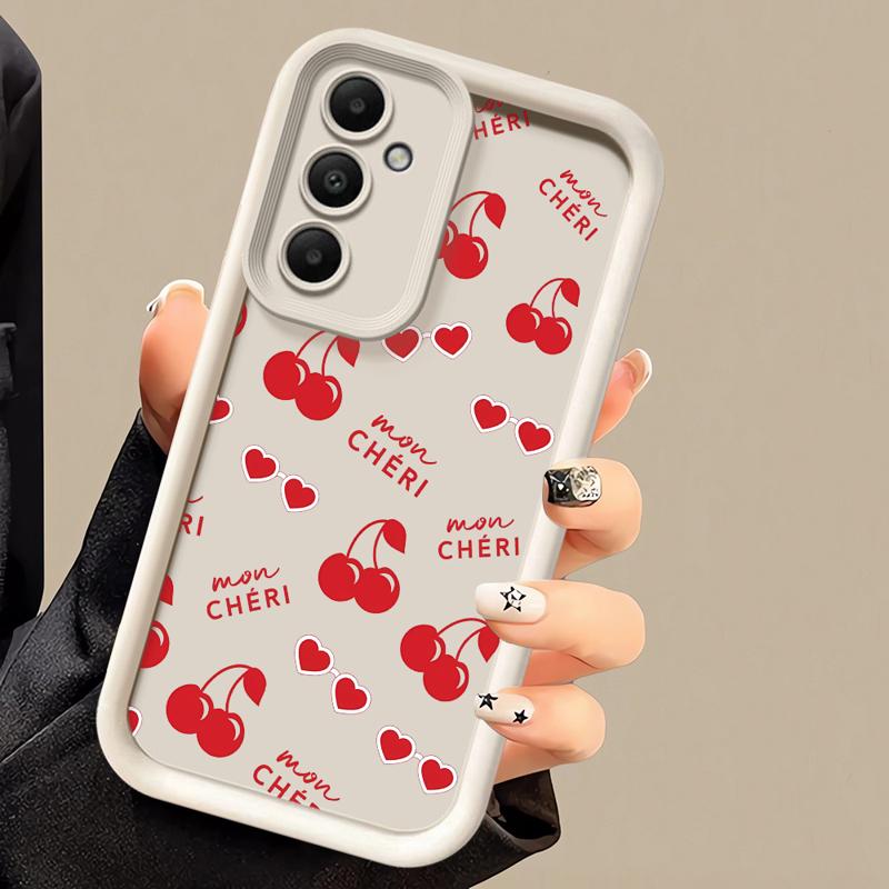 Handyhülle für Samsung Galaxy A55 A52 A33 Hüllen A24 A15 A12 A23 A22 5G A54 A52s A53 A14 funda Abdeckung Cartoon Einfache Kirschfrucht