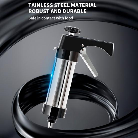 Cookie Press Maker Easy to Use 304 Stainless Steel Cookie Press with 13 Plates 8 Icing Tips Ergonomic Design Cookie Decorating Kit