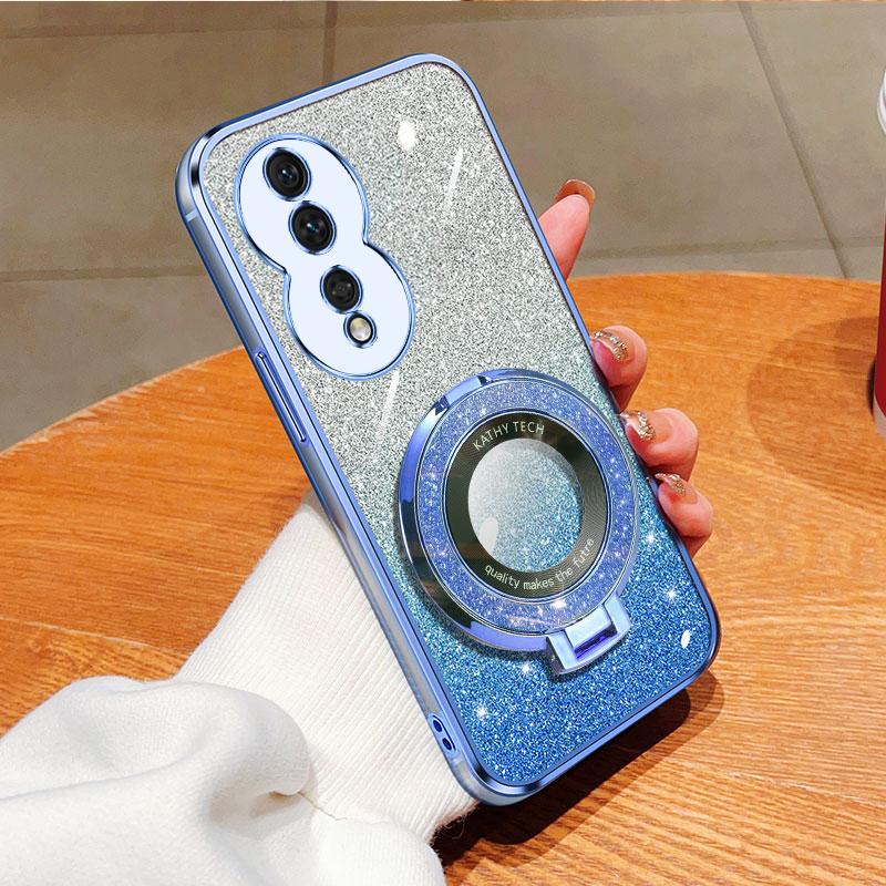 Detachable Glitter Sticker Chromed TPU Case Magnetic Bling Ring Holder For Huawei Honor 80 SE 80 GT 80 Pro