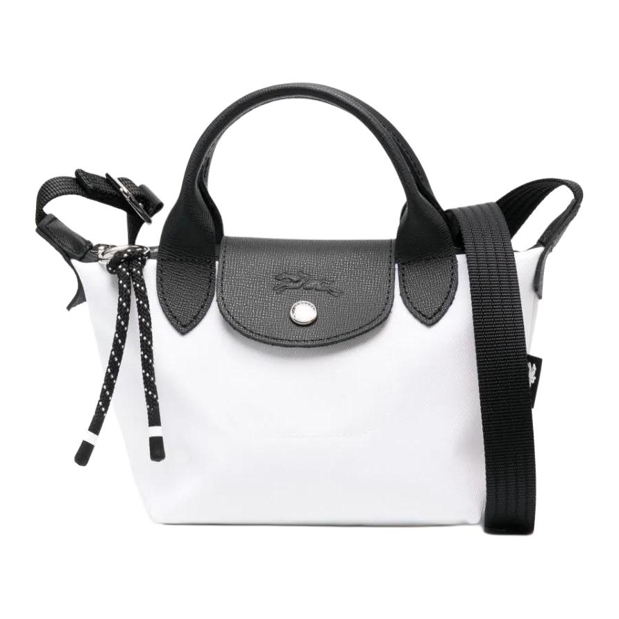

Longchamp Le Pliage Energy 17 Snap Zipper Closure Canvas And Leather Dumpling Bag Mini Women Shoulder Bag Black White 1500HSR007 Basic Set (Bag)
